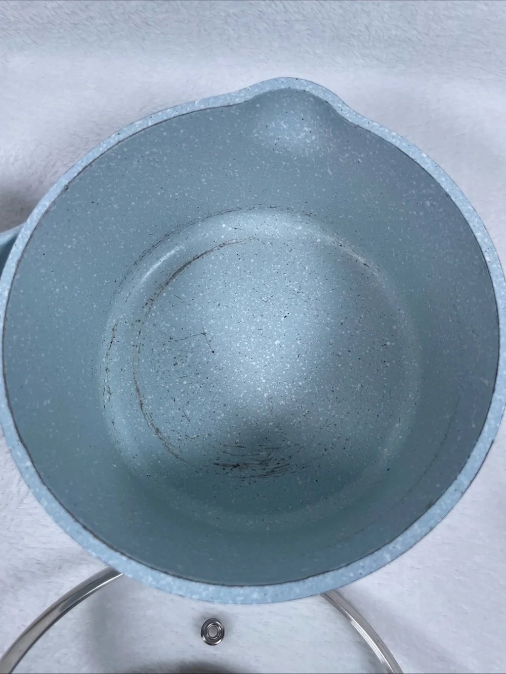 MasterClass Light Blue Speckled Ceramic 1.5 qt Nonstick Sauce Pan W/ Glass Lid
